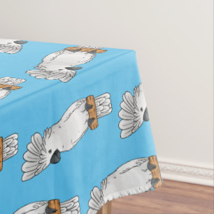 Umbrella cockatoo bird cartoon illustration tablecloth