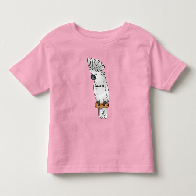 Umbrella cockatoo bird cartoon illustration toddler T-Shirt (Front)
