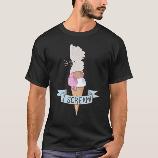 Umbrella Cockatoo Ice Cream Parrot T-Shirt (Front)