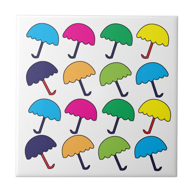 Umbrella Colourful Umbrella  Ceramic Tile (Front)