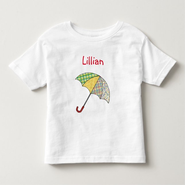 Umbrella Custom Name Toddler Dress Toddler T-Shirt (Front)