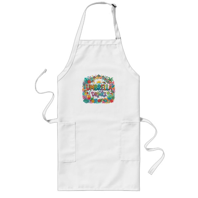 Umbrella Drinks — T-Shirt Design Long Apron (Front)