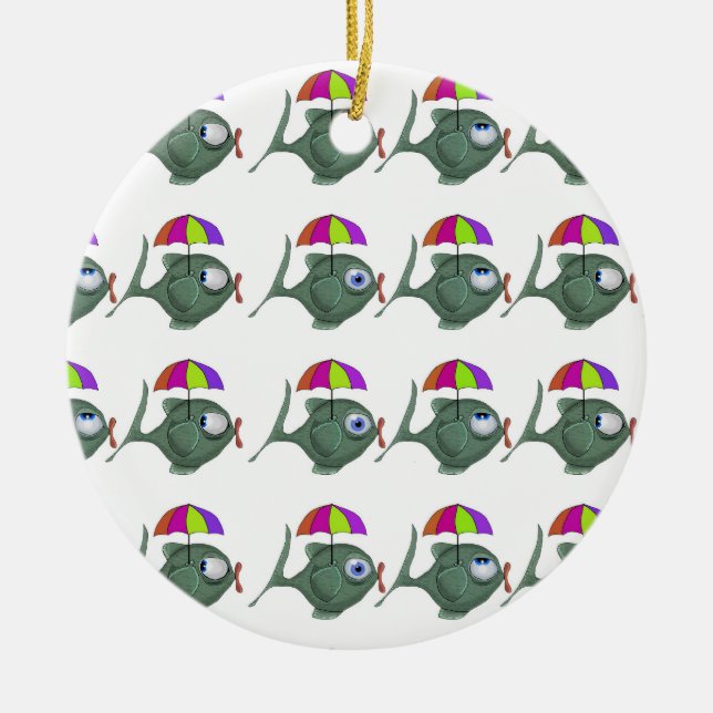 Umbrella Fish Ceramic Ornament (Front)