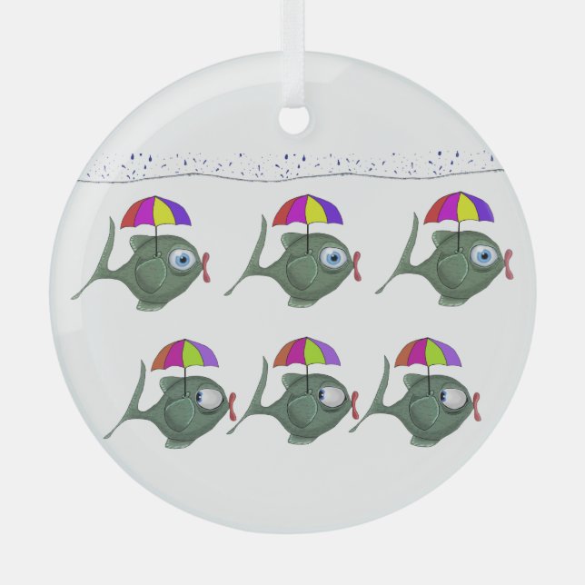 Umbrella Fish Glass Tree Decoration (Front)