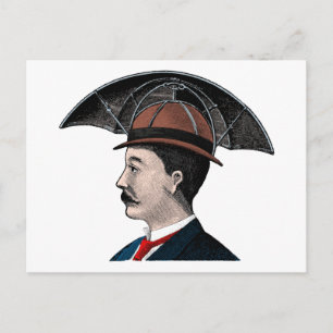 Umbrella Hat - Vintage Illustration Postcard