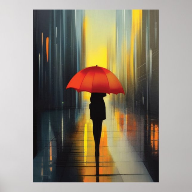 Umbrella in Red Poster (Front)