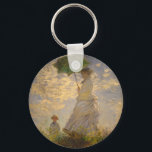 Umbrella Monet Painting Key Ring<br><div class="desc">This is the famous Monet painting of a woman holding an umbrella going through a field.</div>