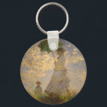 Umbrella Monet Painting Key Ring<br><div class="desc">This is the famous Monet painting of a woman holding an umbrella going through a field.</div>