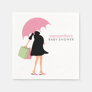 Umbrella Mummy Baby Shower {pink} Napkin