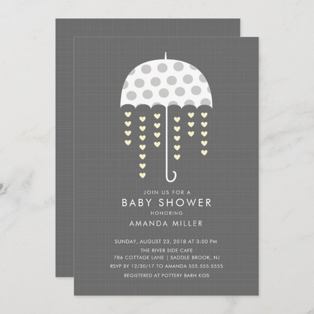 Umbrella Neutral Baby Shower Invitation (Front/Back)