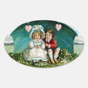 Umbrella of Love Oval Sticker