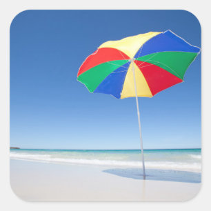Umbrella On Beach Australia Square Sticker