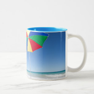 Umbrella On Beach   Australia Two-Tone Coffee Mug