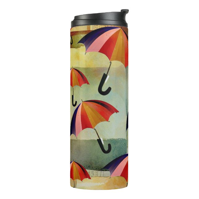 UMBRELLA PATTERNS IN A CAPTIVATING COLLAGE THERMAL TUMBLER (Rotated Left)