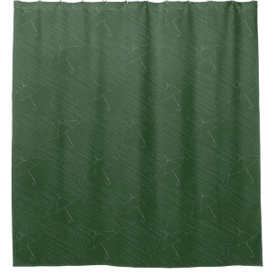 Umbrella Rain Faux Embroidery Stitches Green Shower Curtain