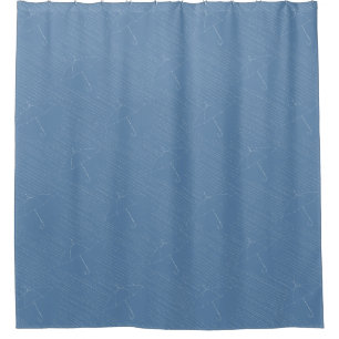 Umbrella Rain Faux Embroidery Stitches Pale Blue Shower Curtain
