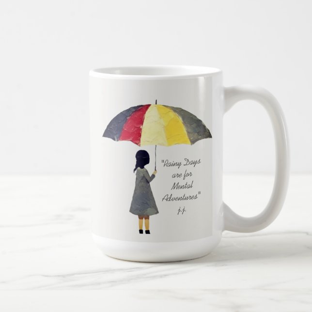 Umbrella Rainy Days Typography  Coffee Mug (Right)