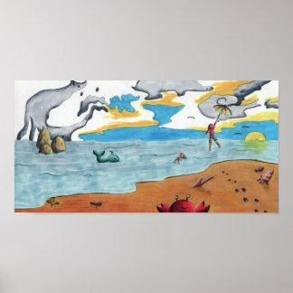 Umbrella Ride Across the Ocean Poster