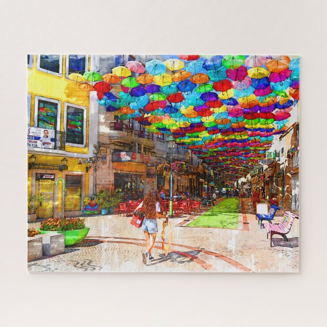 Umbrella Sky Project Agueda Portugal Jigsaw Puzzle (Horizontal)