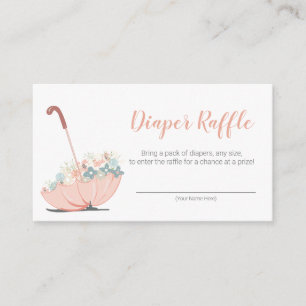 Umbrella with Flowers Girl Diaper Raffle Ticket Enclosure Card