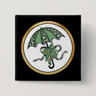 Umbrella with Roses 06 15 Cm Square Badge