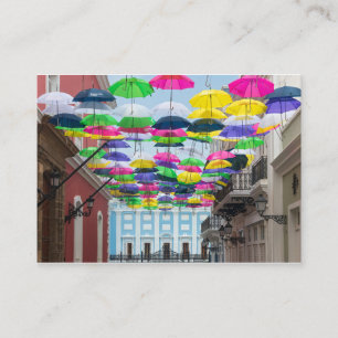 Umbrellas Above San Juan Streets and Mansion Enclosure Card