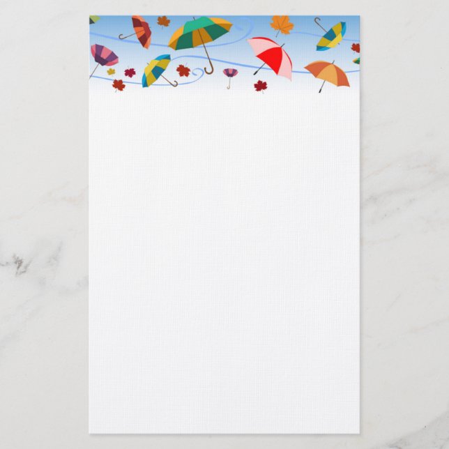 UMBRELLAS AND LEAVES PATTERN STATIONERY (Front)