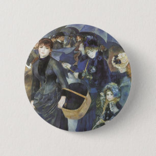 Umbrellas by Pierre Renoir, Vintage Impressionism 6 Cm Round Badge