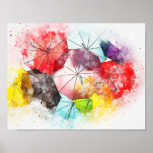 Umbrellas Colourful Abstract Poster