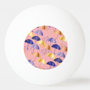 Umbrellas, drops, colorful seamless motif. ping pong ball