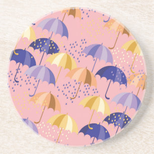Umbrellas, drops, colourful seamless motif. coaster