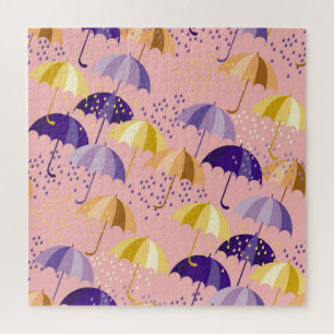 Umbrellas, drops, colourful seamless motif. jigsaw puzzle