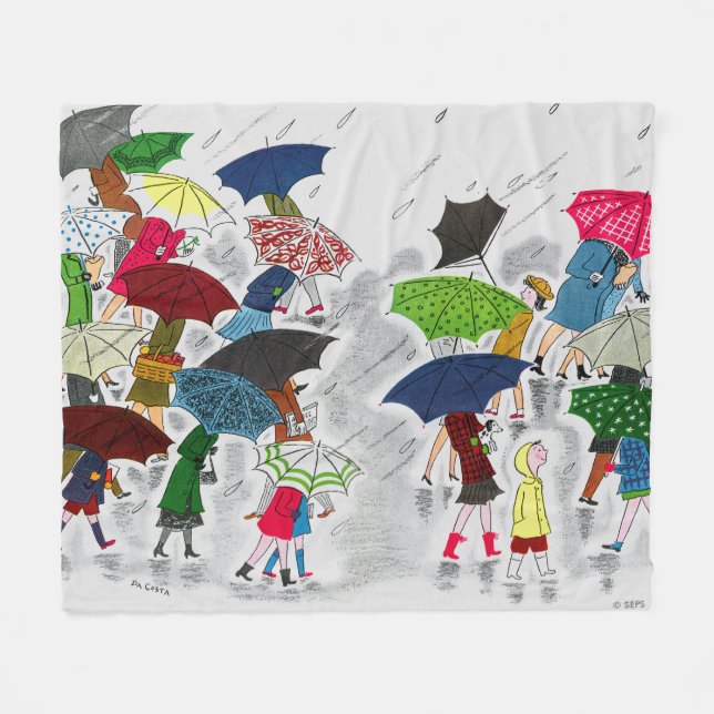 Umbrellas Fleece Blanket (Front (Horizontal))