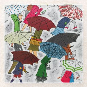 Umbrellas Glass Coaster