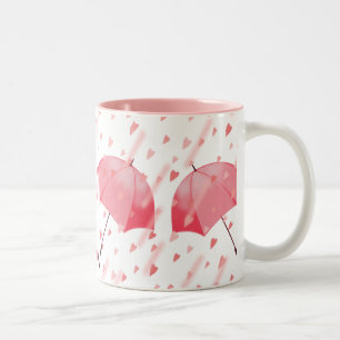 UMBRELLAS & HEARTS by SHARON SHARPE Two-Tone Coffee Mug