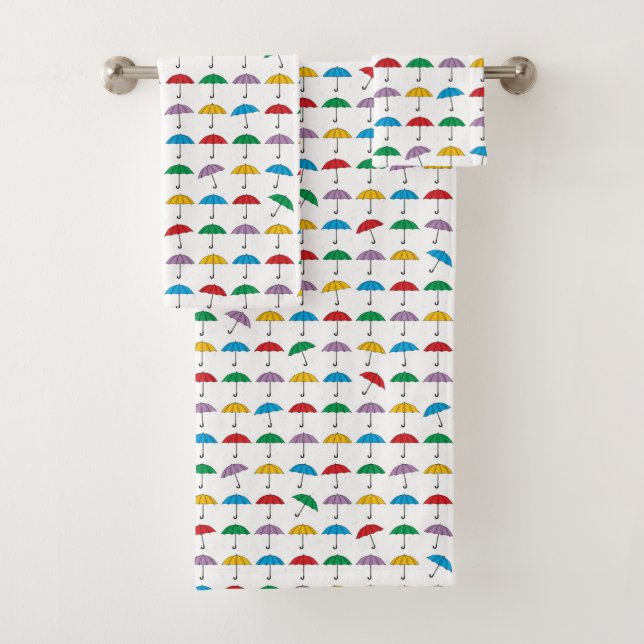 Umbrellas in Rain Bath Towel Set (Insitu)