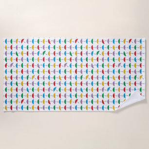 Umbrellas in Rain Beach Towel