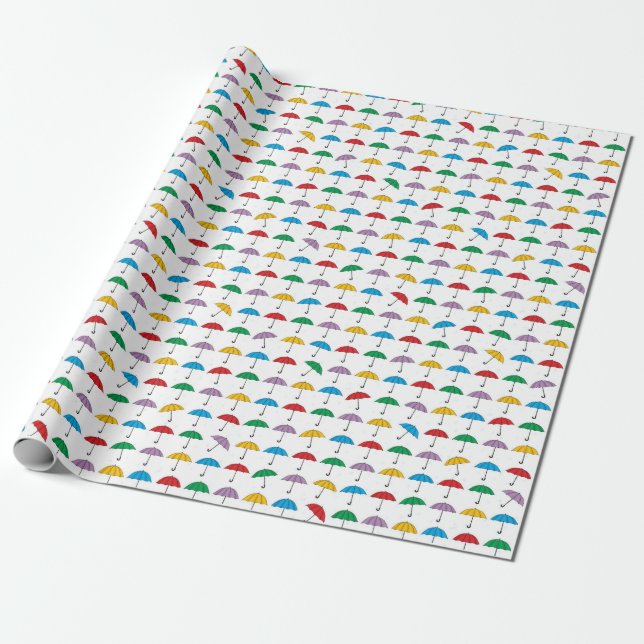 Umbrellas in Rain Wrapping Paper (Unrolled)