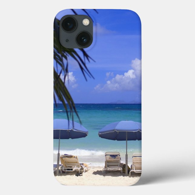 umbrellas on beach, St. Maarten, Caribbean Case-Mate iPhone Case (Back)