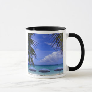 umbrellas on beach, St. Maarten, Caribbean Mug