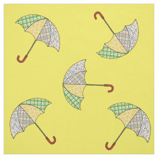 Umbrellas On Yellow Fabric (Swatch)
