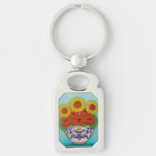 Umbria Bouquet Poppy Sunflower Key Chain