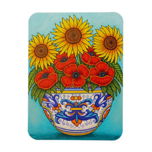 Umbria Bouquet Poppy Sunflower Magnet