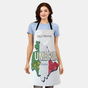 Umbria Italy Retro Region Map Vintage Souvenir Apron