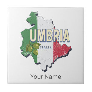 Umbria Italy Retro Region Map Vintage Souvenir Ceramic Tile