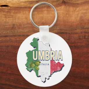 Umbria Italy Retro Region Map Vintage Souvenir Key Ring