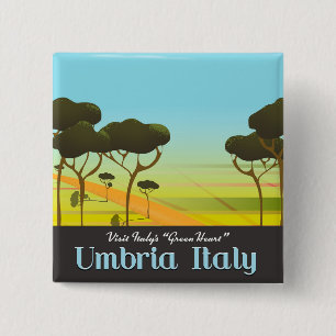 Umbria Italy travel poster 15 Cm Square Badge