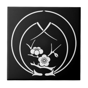 Ume branch in Embracing pine needles Ceramic Tile