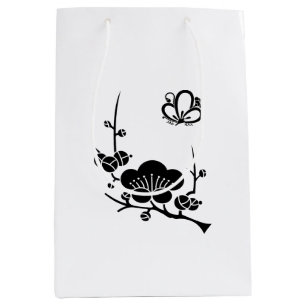 Ume branch & shadowed butterfly-shaped ume blossom medium gift bag