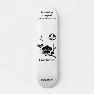 Ume branch & shadowed butterfly-shaped ume blossom skateboard
